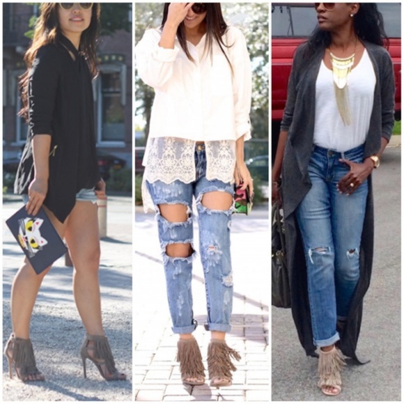 Steve Madden Fringly Sandal Gold Taupe Heel 7.5 - Picture 7 of 8